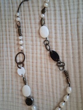 Vintage Silpada .925 Silver Stamped Pearl Necklace - Women Jewelry